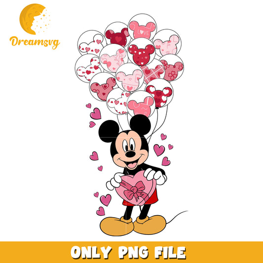 Mickey valentine mickey balloon png, valentine present png