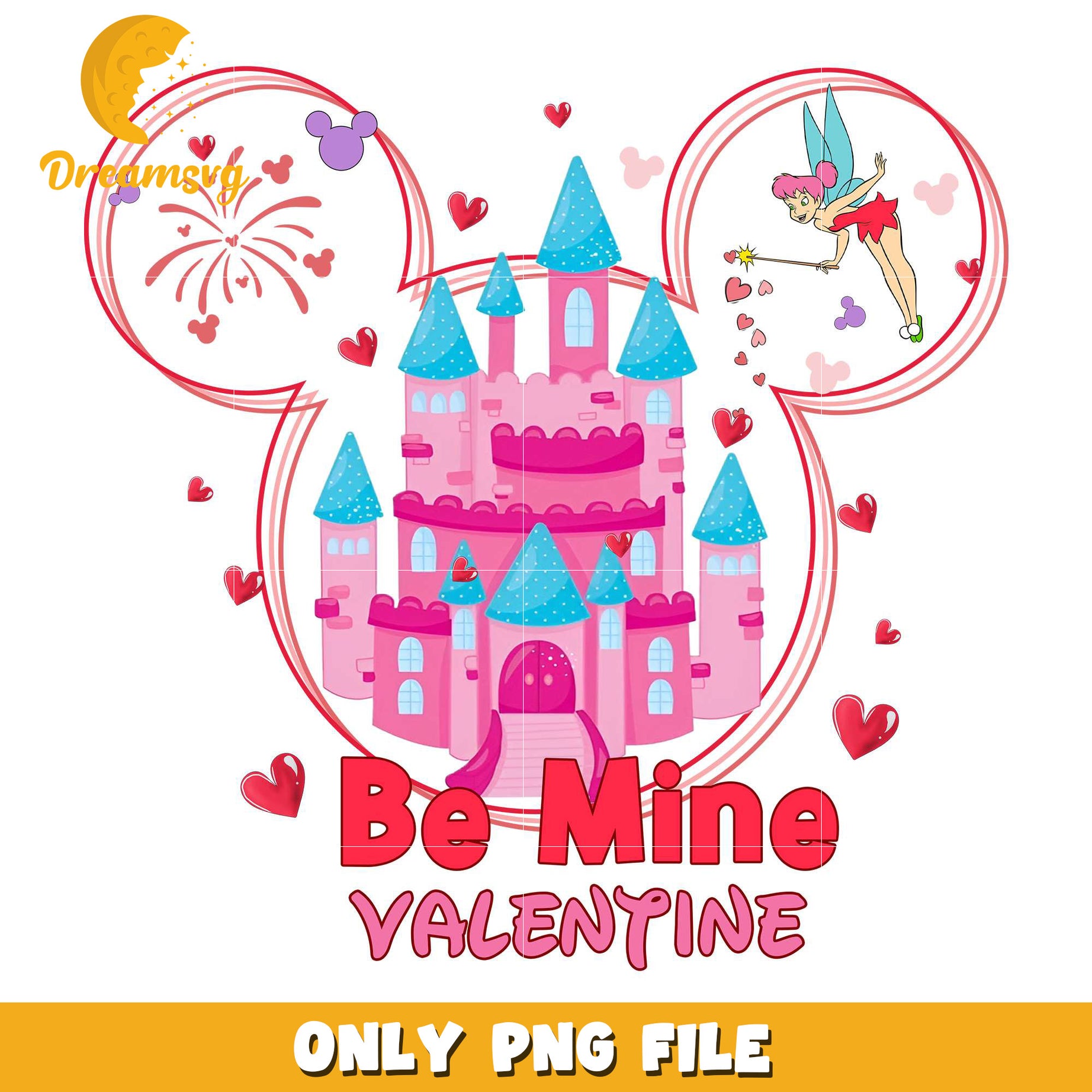 Micky heart be my valentine png, disney castle png, disney valentine png