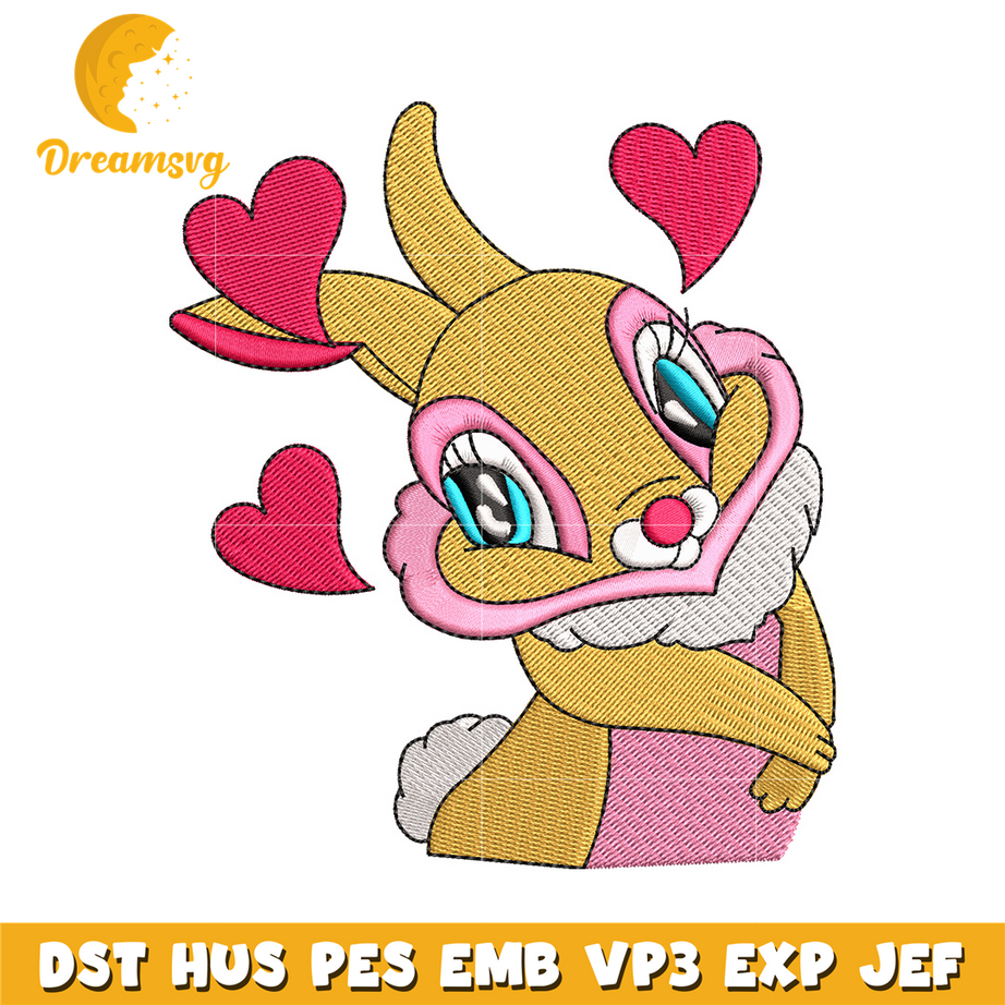 Bunny love embroidery design