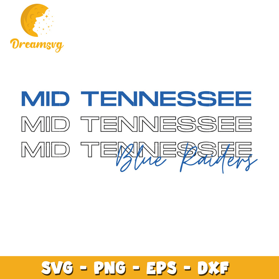 Mid Tennessee Blue Raiders SVG PNG EPS DXF