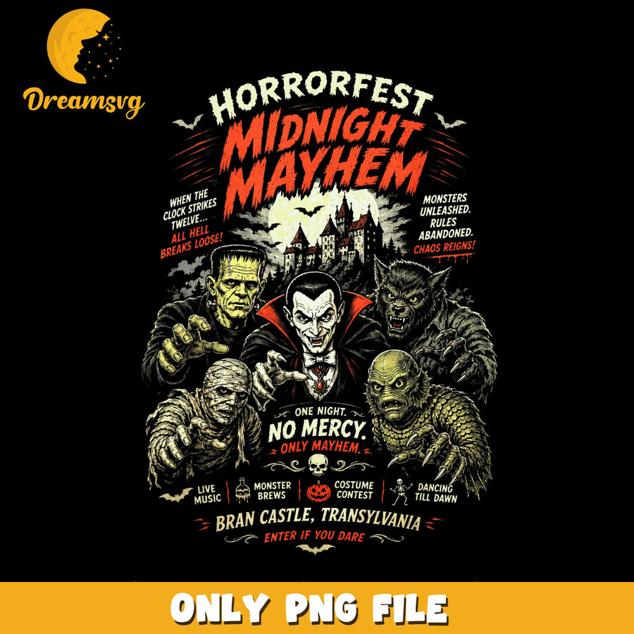 Midnight Mayhem PNG, Horror Theme, Spooky Festival PNG