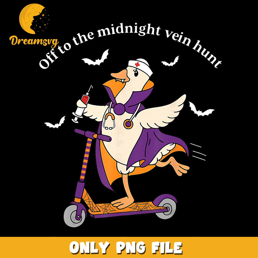 Midnight Vein Hunt PNG, Halloween Theme, Funny Duck PNG