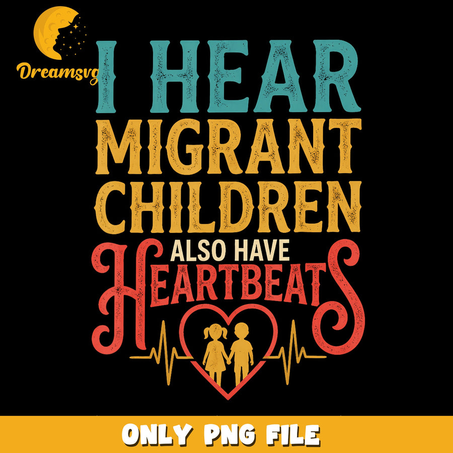 Migrant Children PNG, Heartbeat Design, Compassion