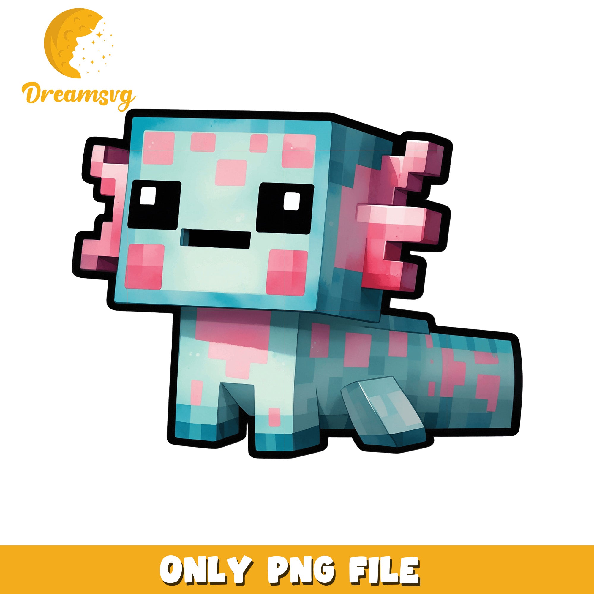 Minecraft Axolotl PNG File, Cute Digital Download for Fans