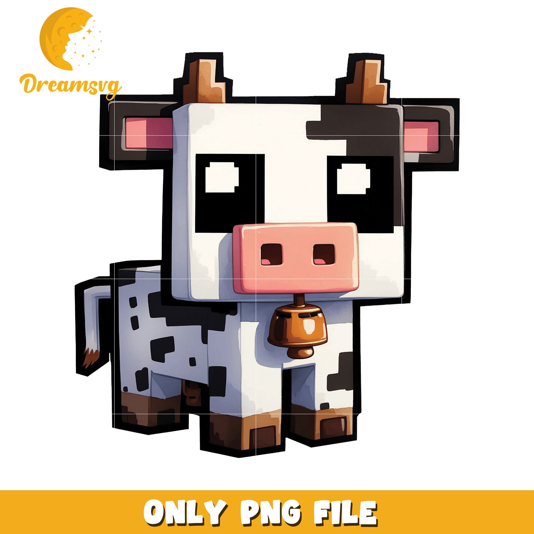 Minecraft Cow PNG, Cute Pixel Art, Digital Download