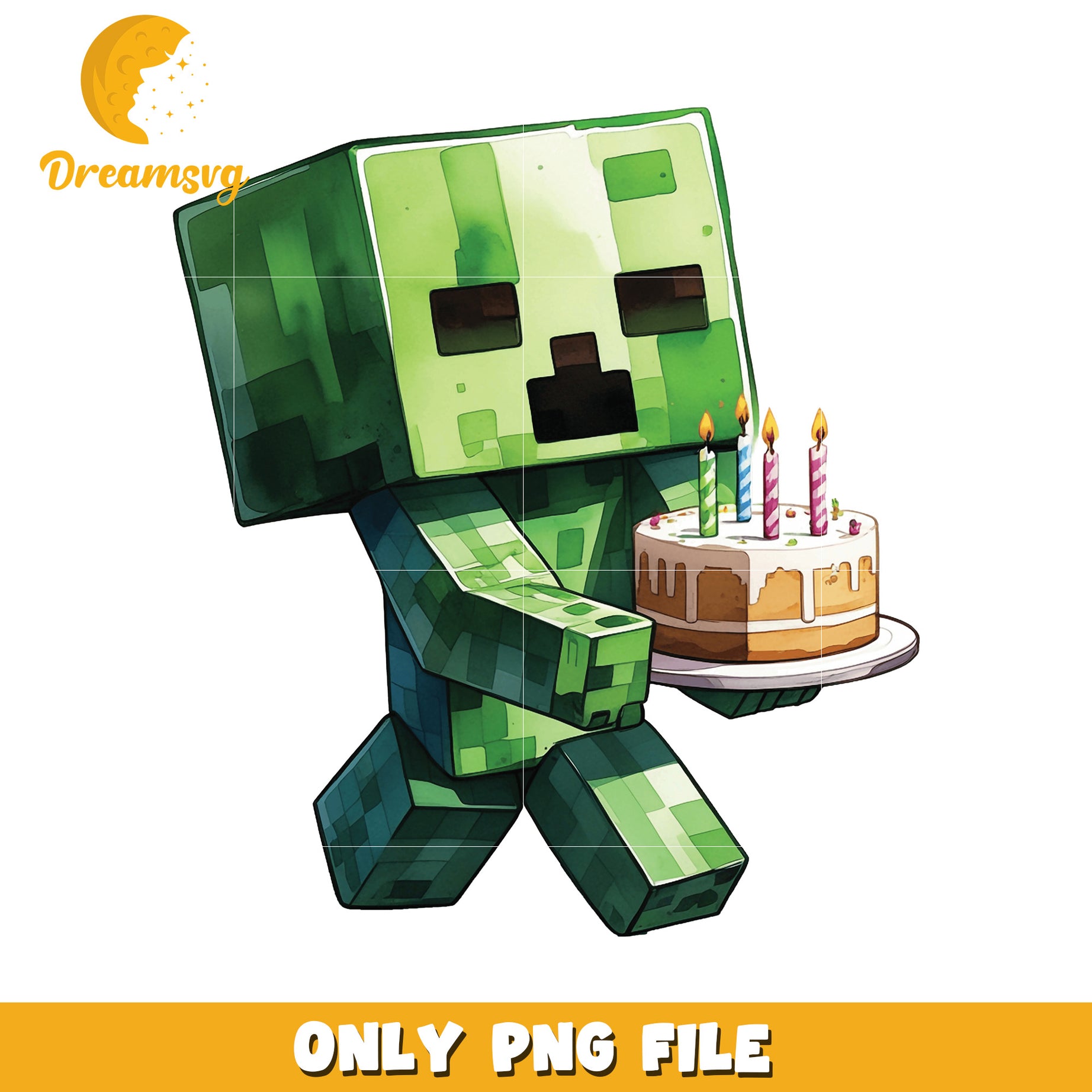 Minecraft Creeper Cake PNG, Perfect for Celebrations and Crafts