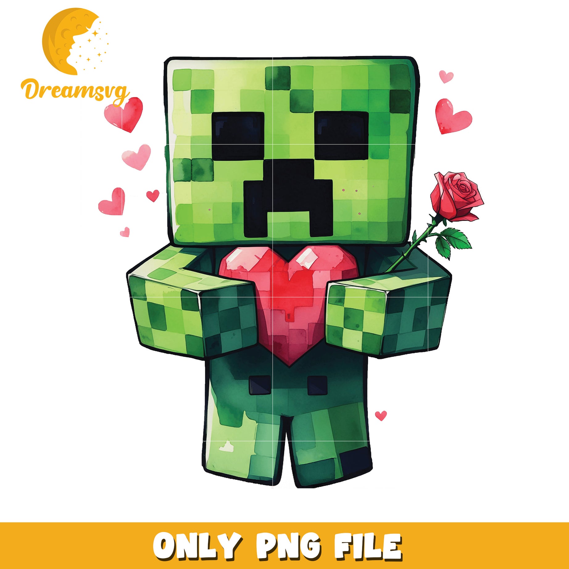 Minecraft Creeper Valentine's PNG,Digital Download