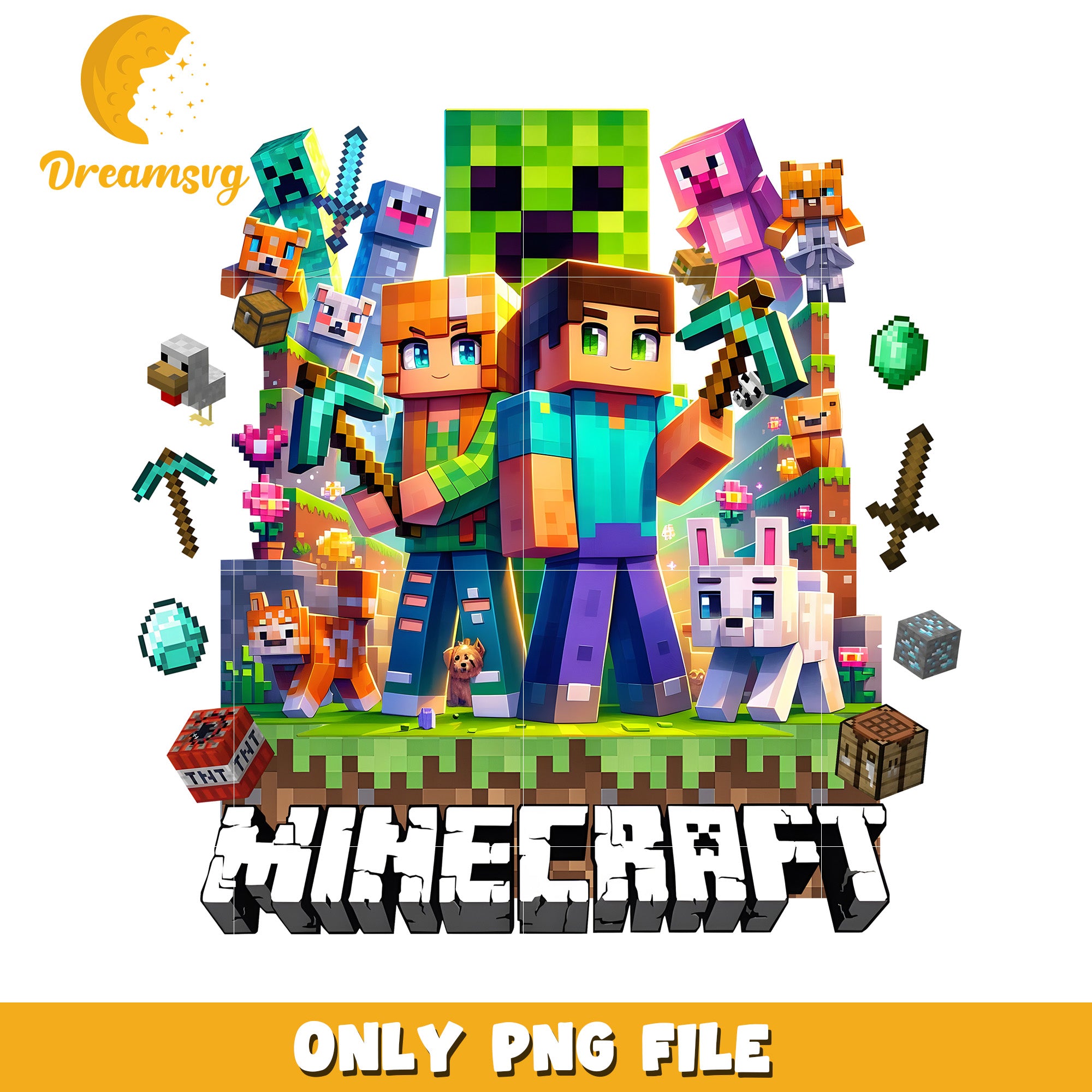 Minecraft Digital Art, High-Quality PNG File for Download