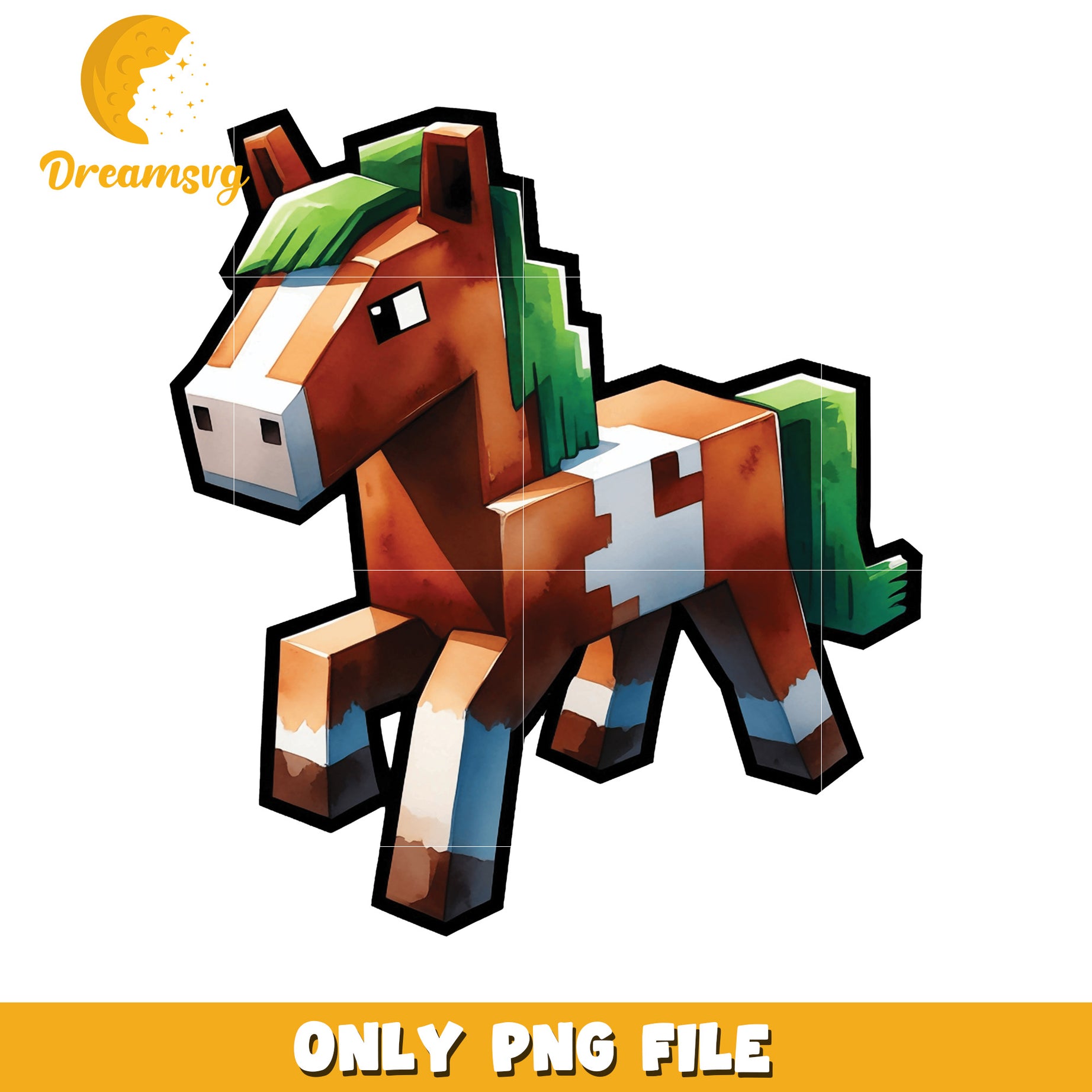 Minecraft Horse PNG File, Downloadable Art for Kids and Gamers