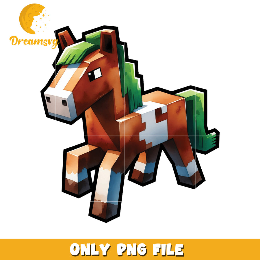 Minecraft Horse PNG File, Downloadable Art for Kids and Gamers
