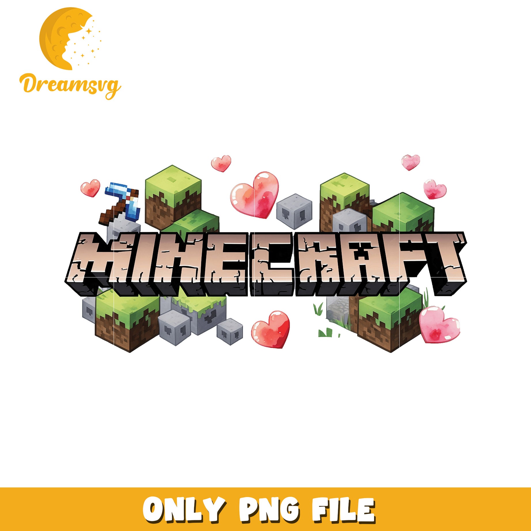 Minecraft PNG, Cute Design, Love Hearts