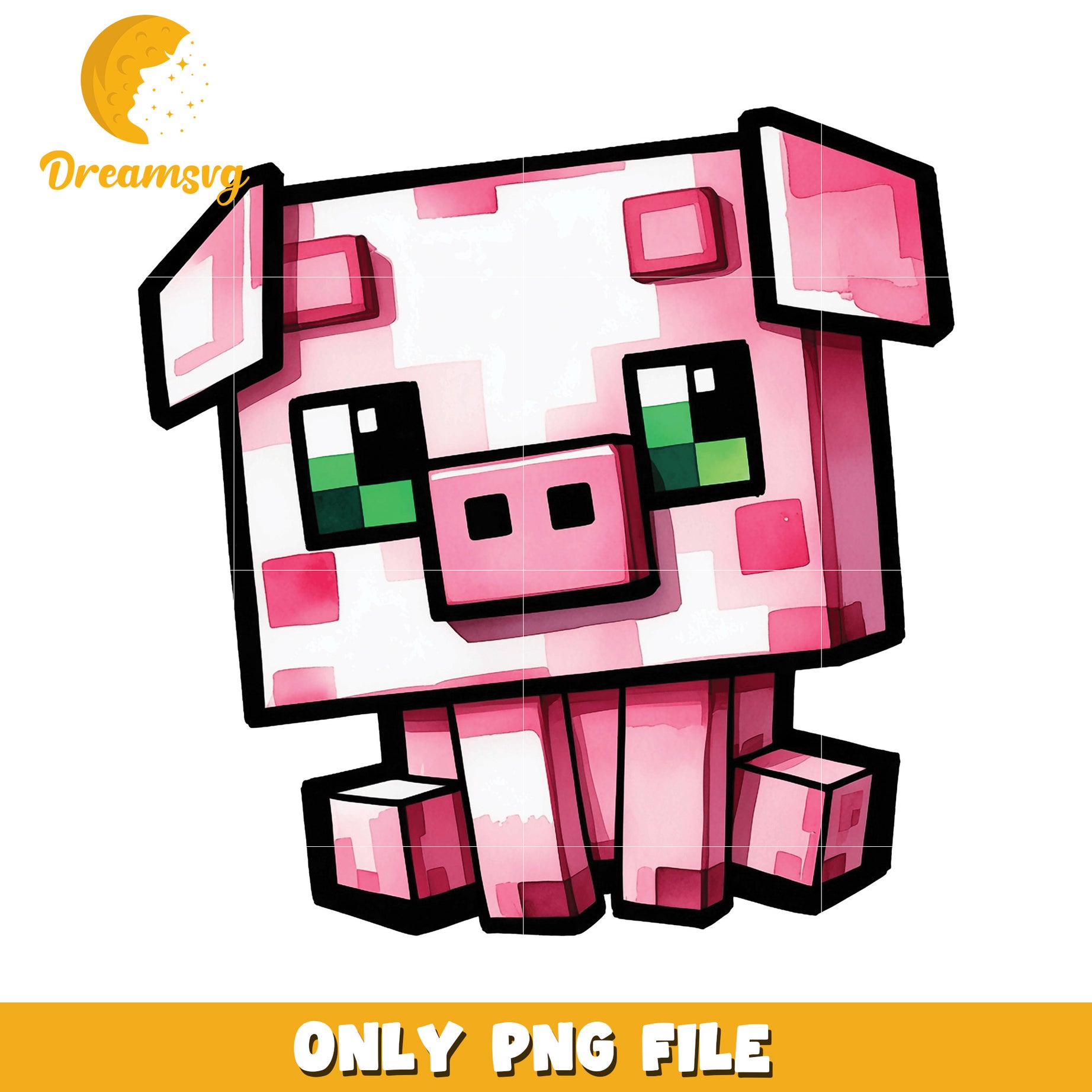 Minecraft Pig PNG, Cute Cartoon, Pixel Art