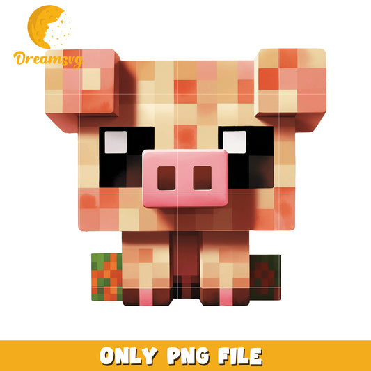 Minecraft Pig SVG, Cute Pixel Art PNG File for DIY Crafts, Download