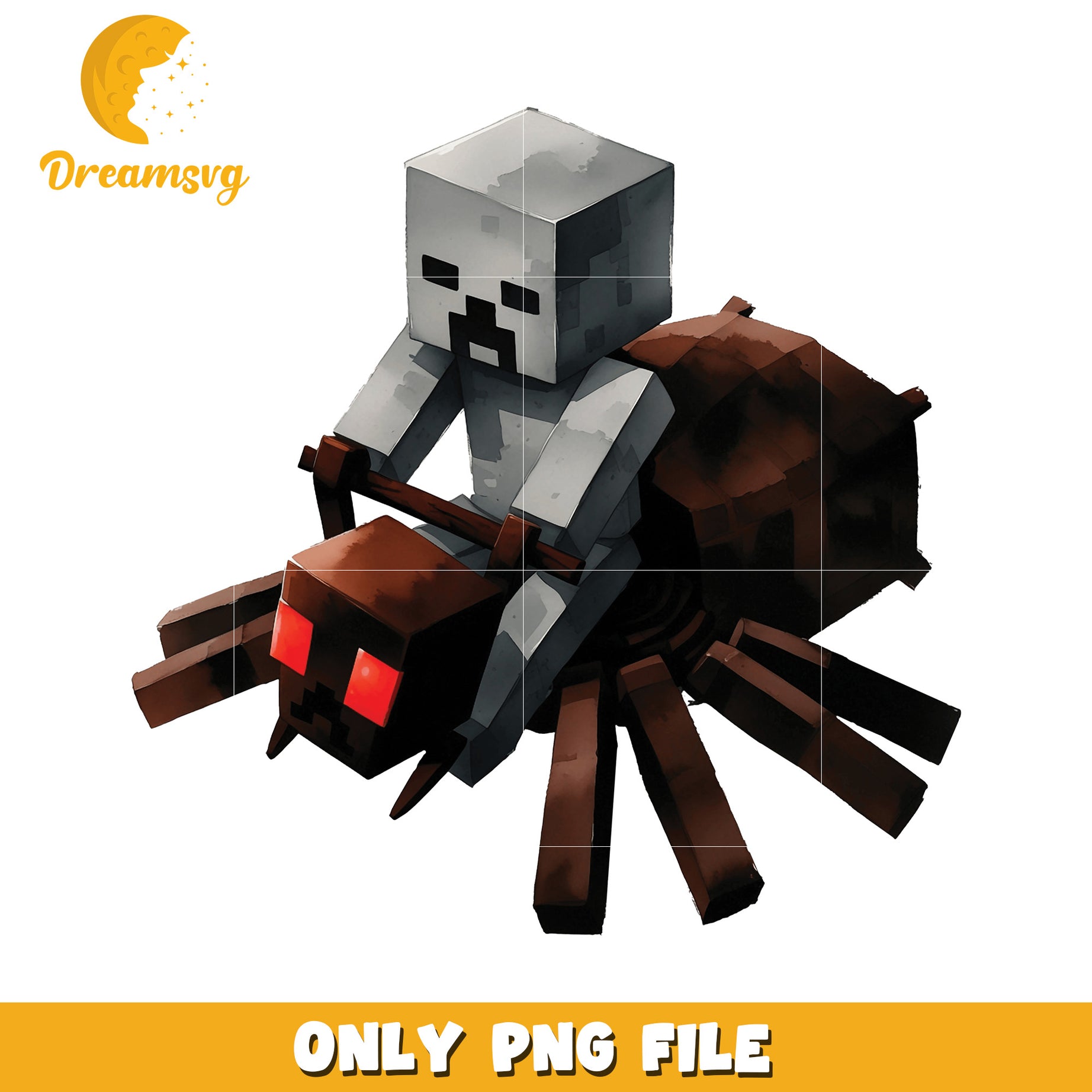 Minecraft Spider Rider PNG, Downloadable Art for Gamers, Fun Decor