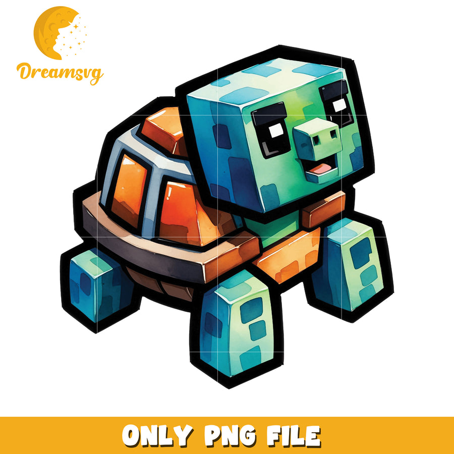 Minecraft Turtle PNG, Cute, Cartoon, Clipart
