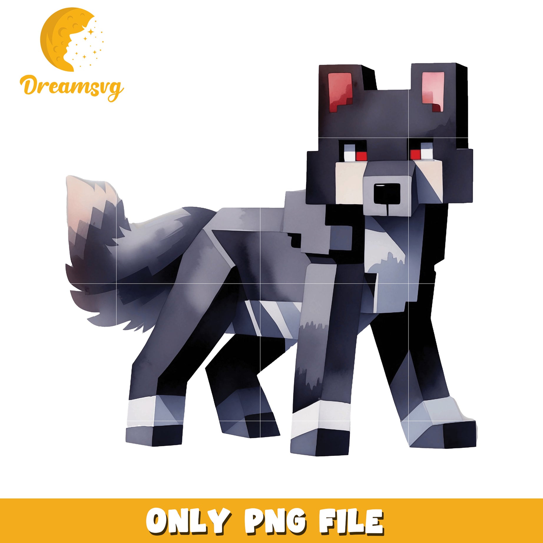 Minecraft Wolf PNG File, Downloadable Digital Art for Printing