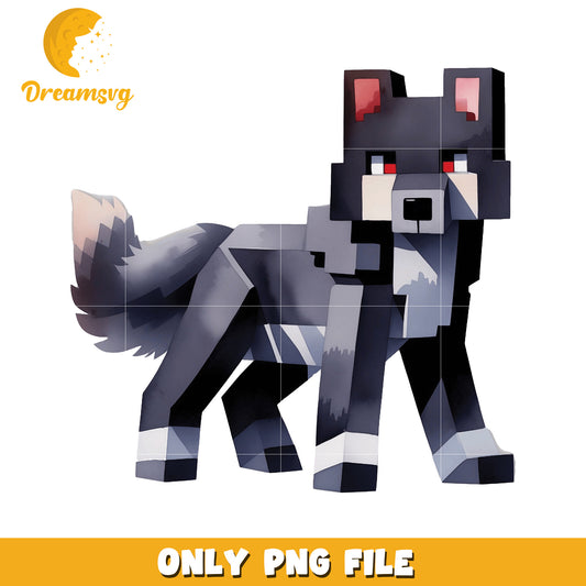 Minecraft Wolf PNG File, Downloadable Digital Art for Printing