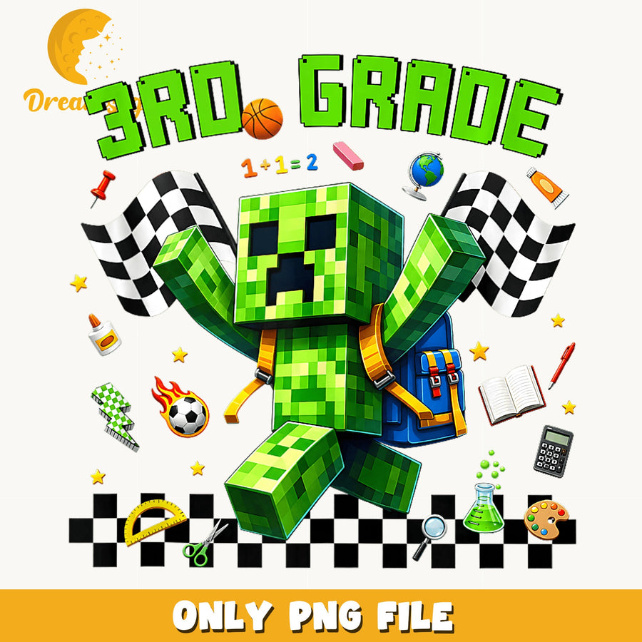 Minecraft Creeper 3rd Grade Back To School PNG, Gamer Kids, PNG