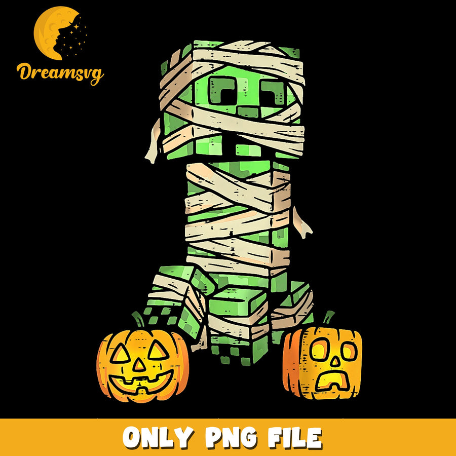 Minecraft Creeper Mummy Halloween PNG, Pumpkin Spooky, Gaming PNG