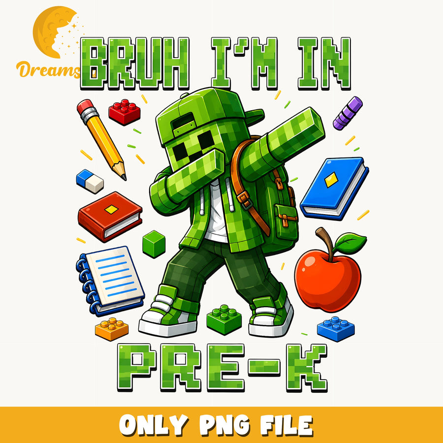Minecraft Creeper Pre-K PNG, Dabbing School, Kids PNG