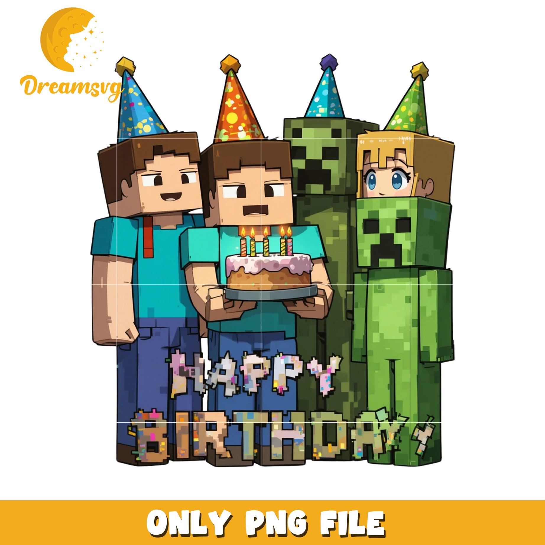 Minecraft chracters happy birthday design png, minecraft games png, mincraft toys png