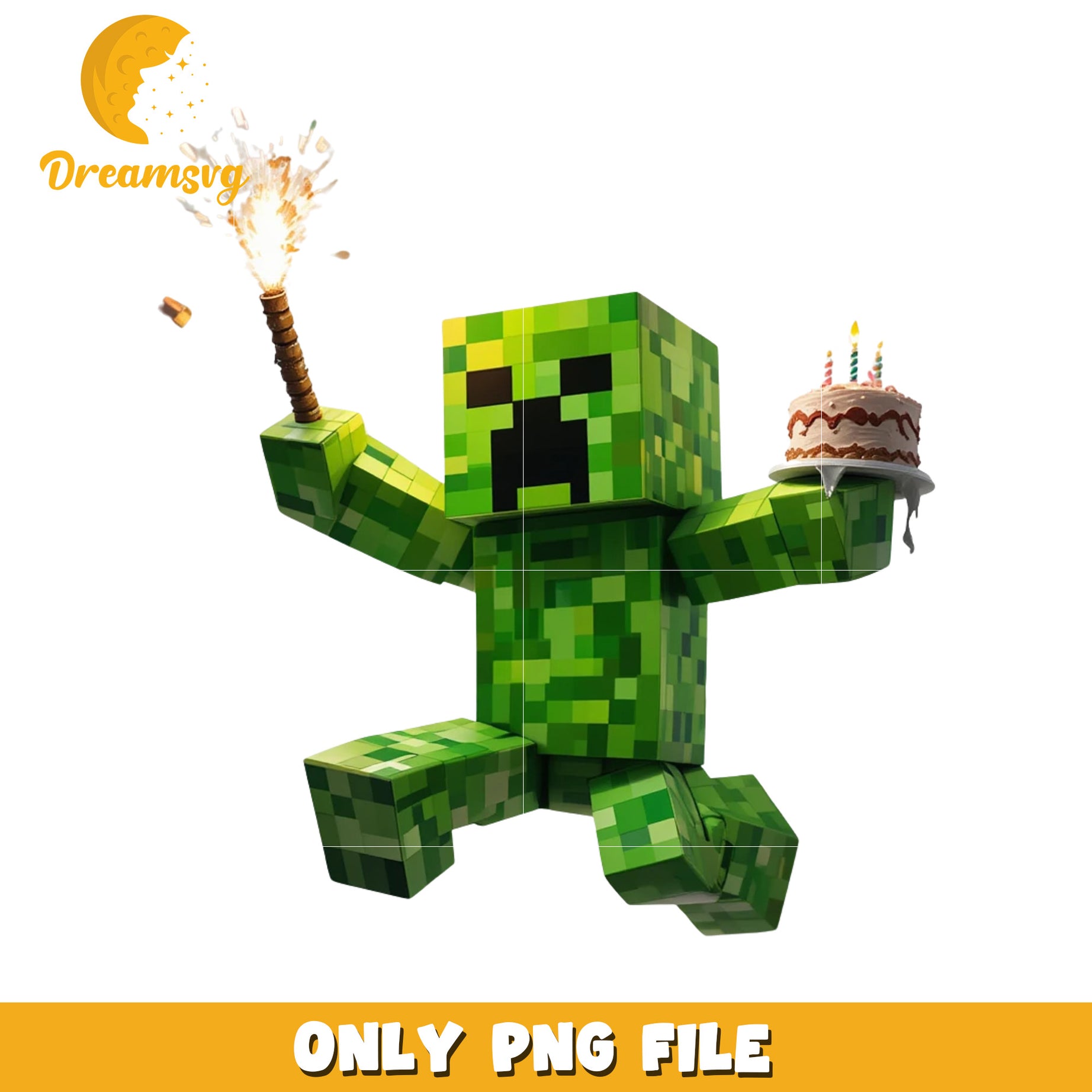 Minecraft creeper birthday cake and candle png, minecraft games png, mincraft the movie png