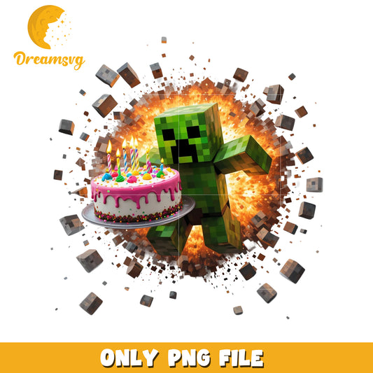 Minecraft creeper birthday cake png, minecraft games png, mincraft the movie png