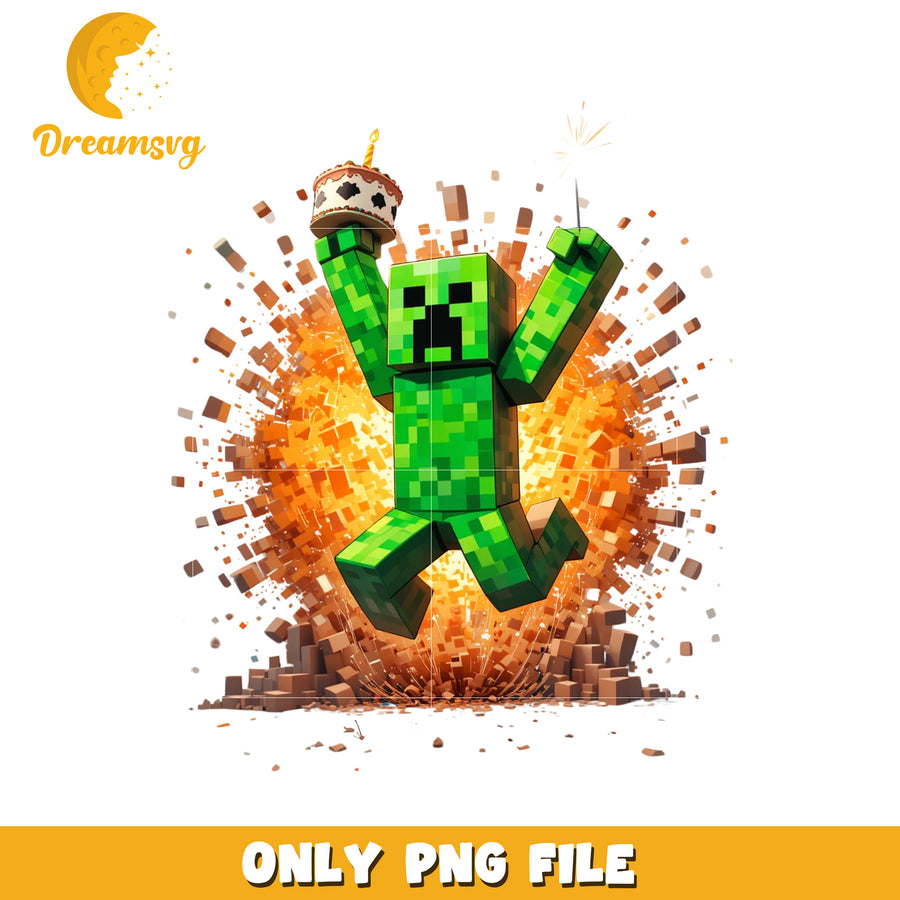 Minecraft creeper birthday exploded png, minecraft games png, mincraft the movie png