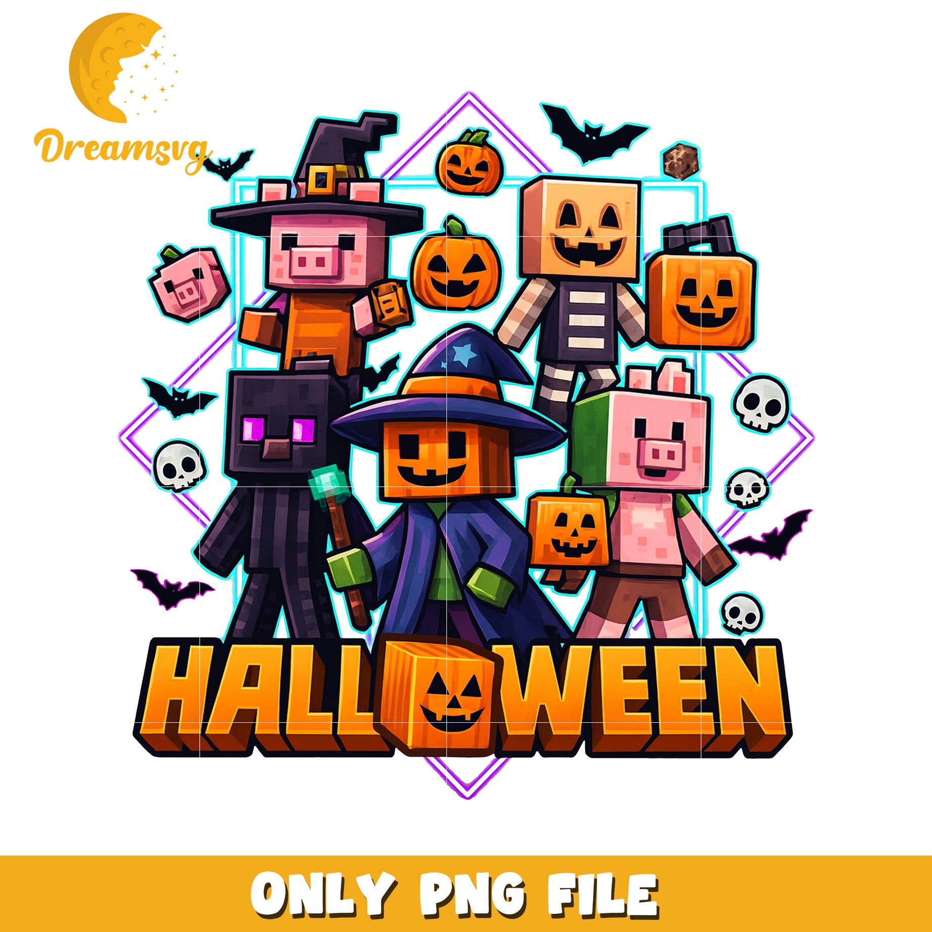 Minecraft halloween characters png, halloween png, halloween cartoon png