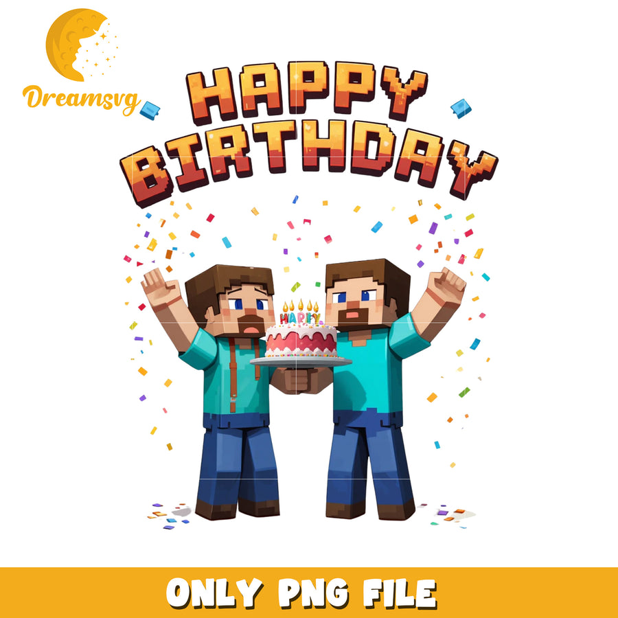 Minecraft steve family happy birthday design png, minecraft the movie png, happy birthday png