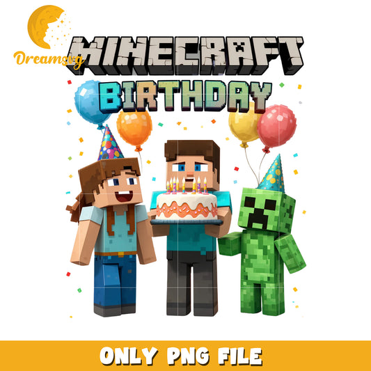 Minecraft steve family happy birthday png, minecraft the movie png, happy birthday png