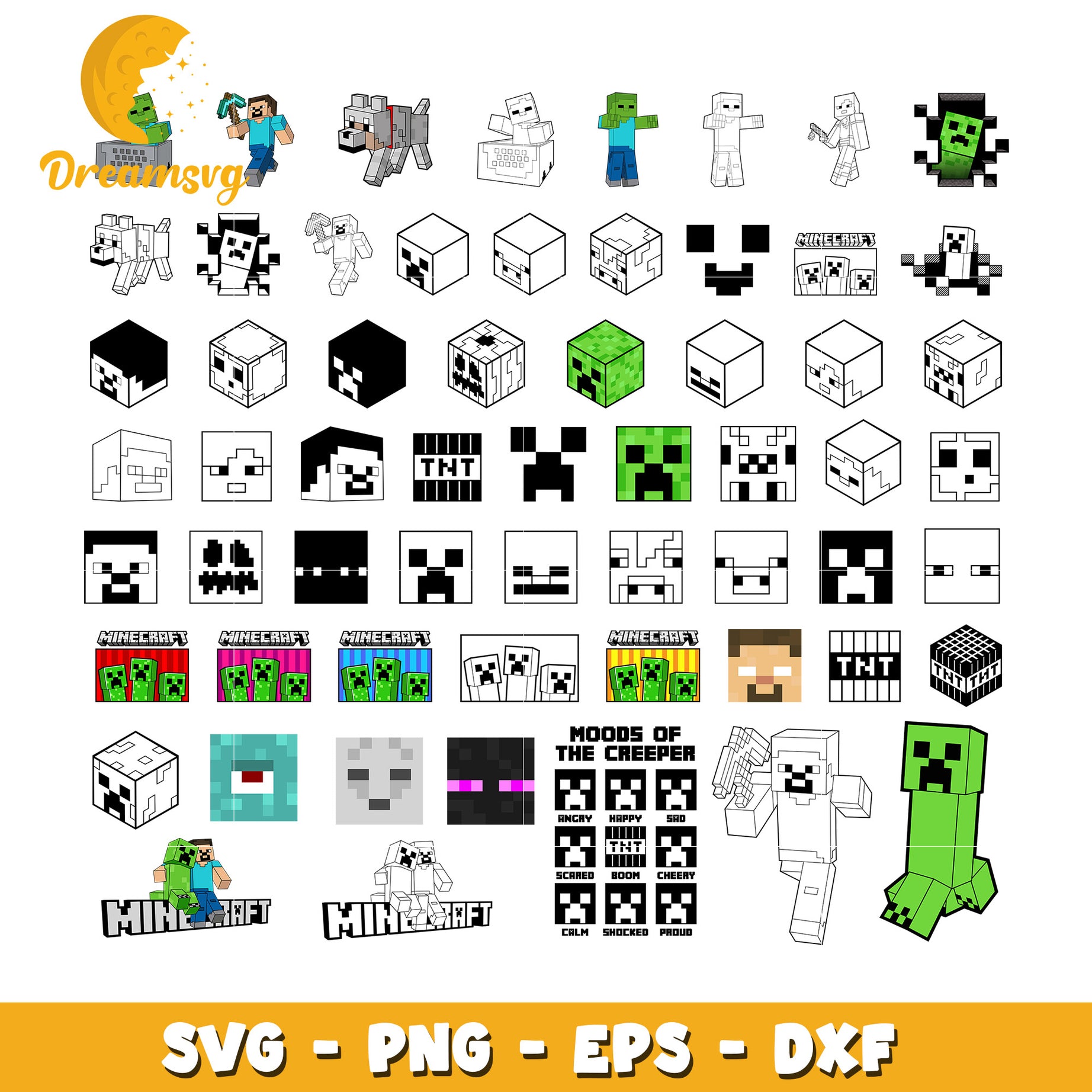 Minecraft characters head design bundle svg, minecraft monster​ svg