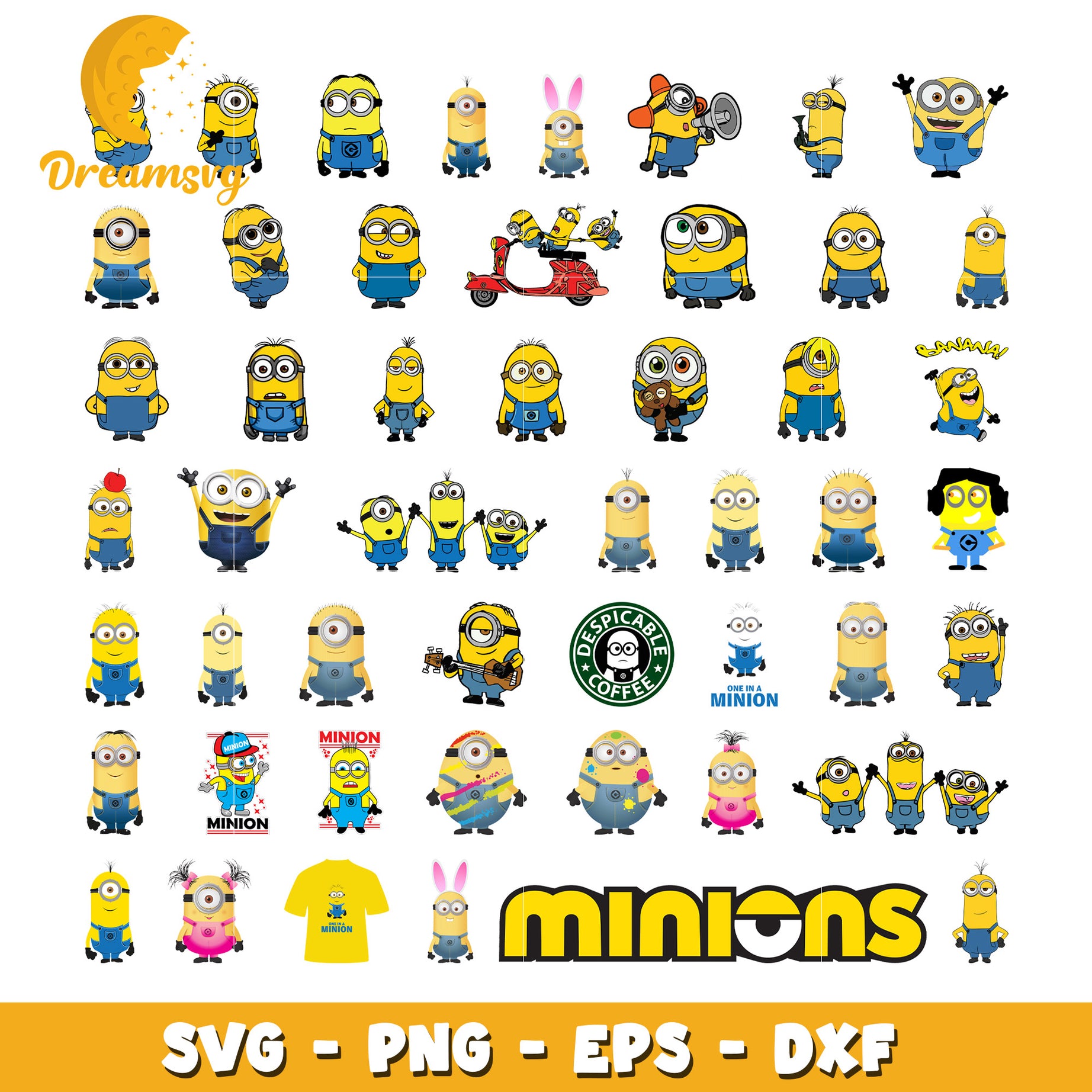 Cartoon minions characters design bundle svg, minions characters​ svg