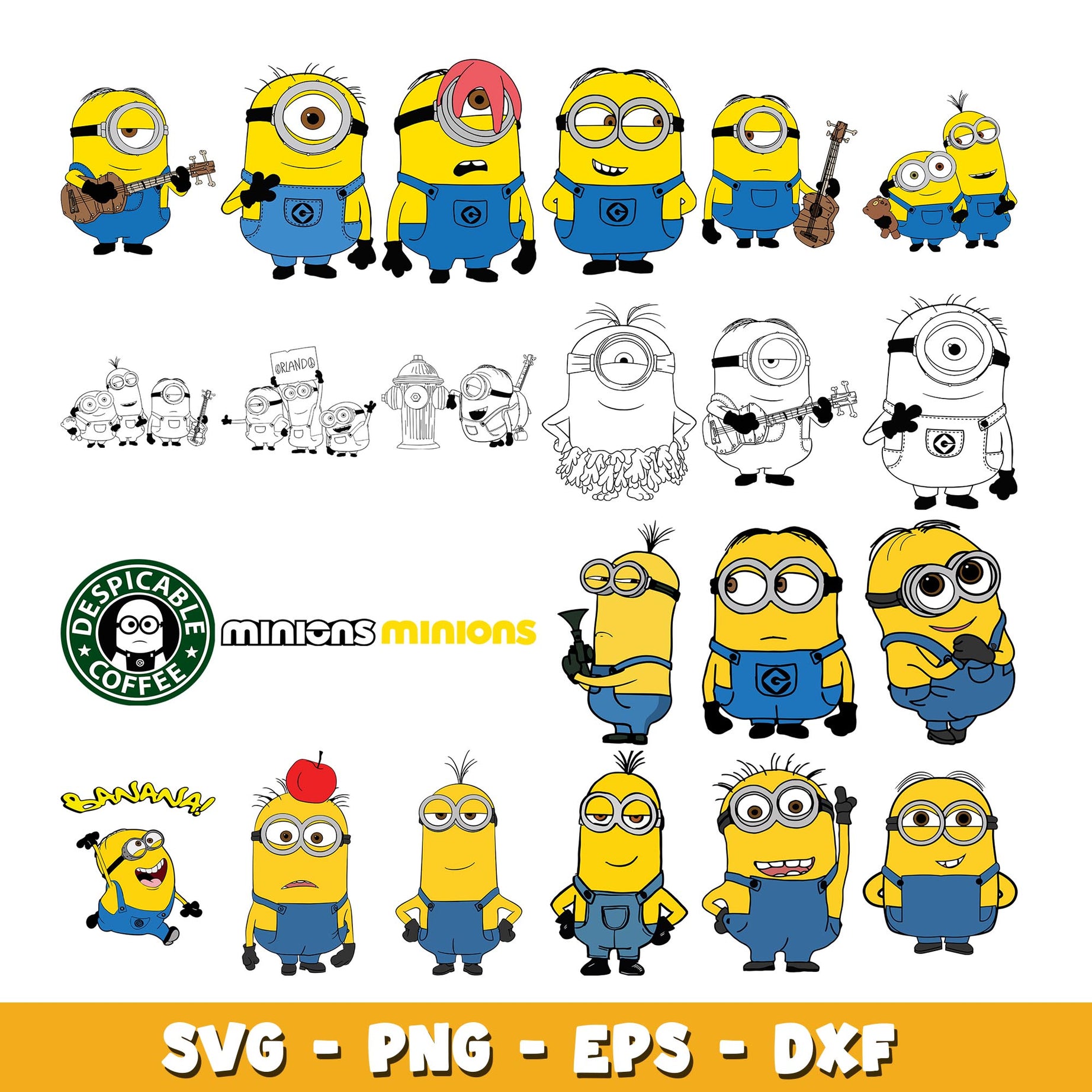 Despicable Me yellow Minions  svg, Minions bundle svg, cartoon svg 