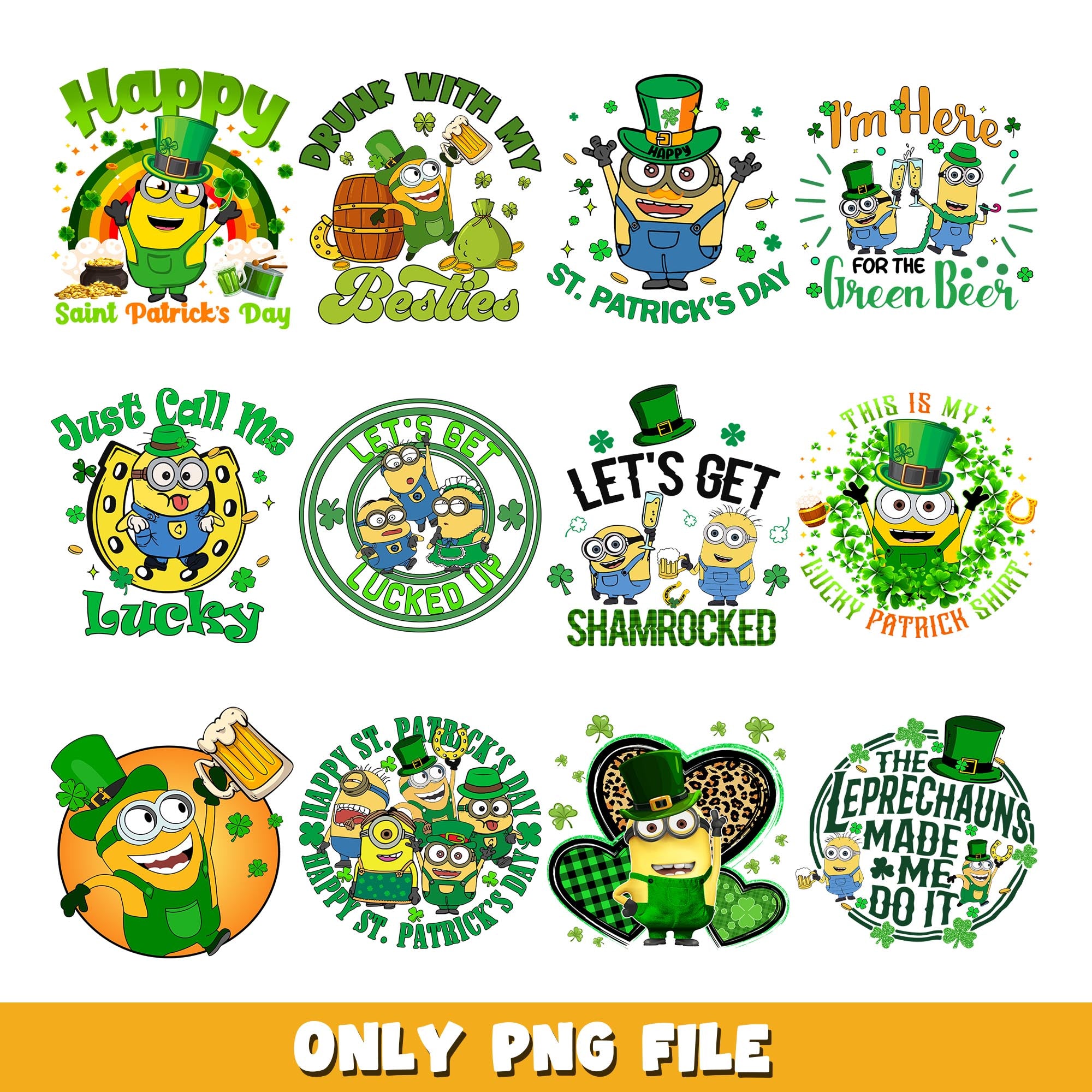 Lucky patrick's day minions png, minions bundle png, cartoon png ...