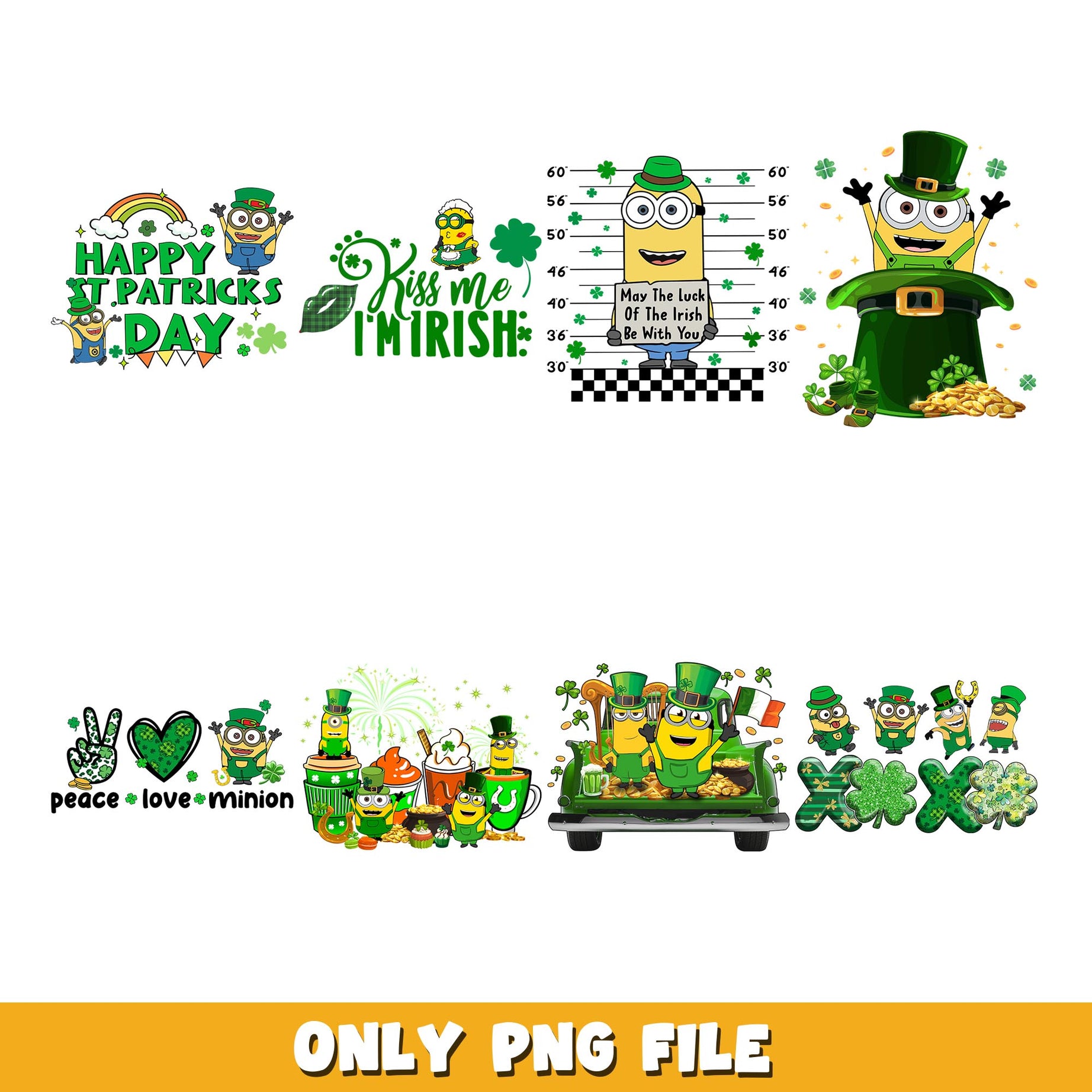 St. Patrick's Day png, minions  bundle png, cartoon png 