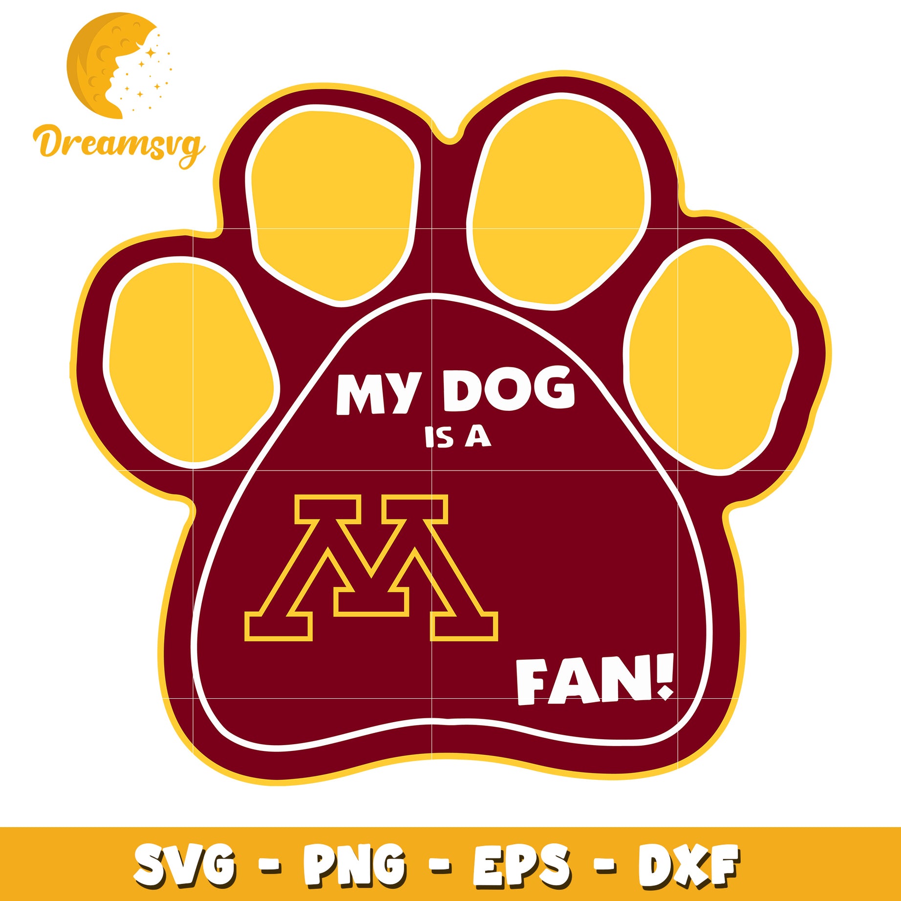 Minnesota Golden Gophers Dog Paw SVG