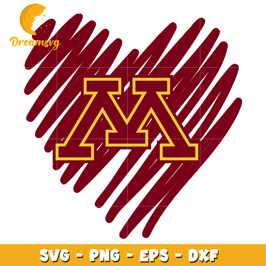 Minnesota Golden Gophers Heart SVG Design for Creative Projects