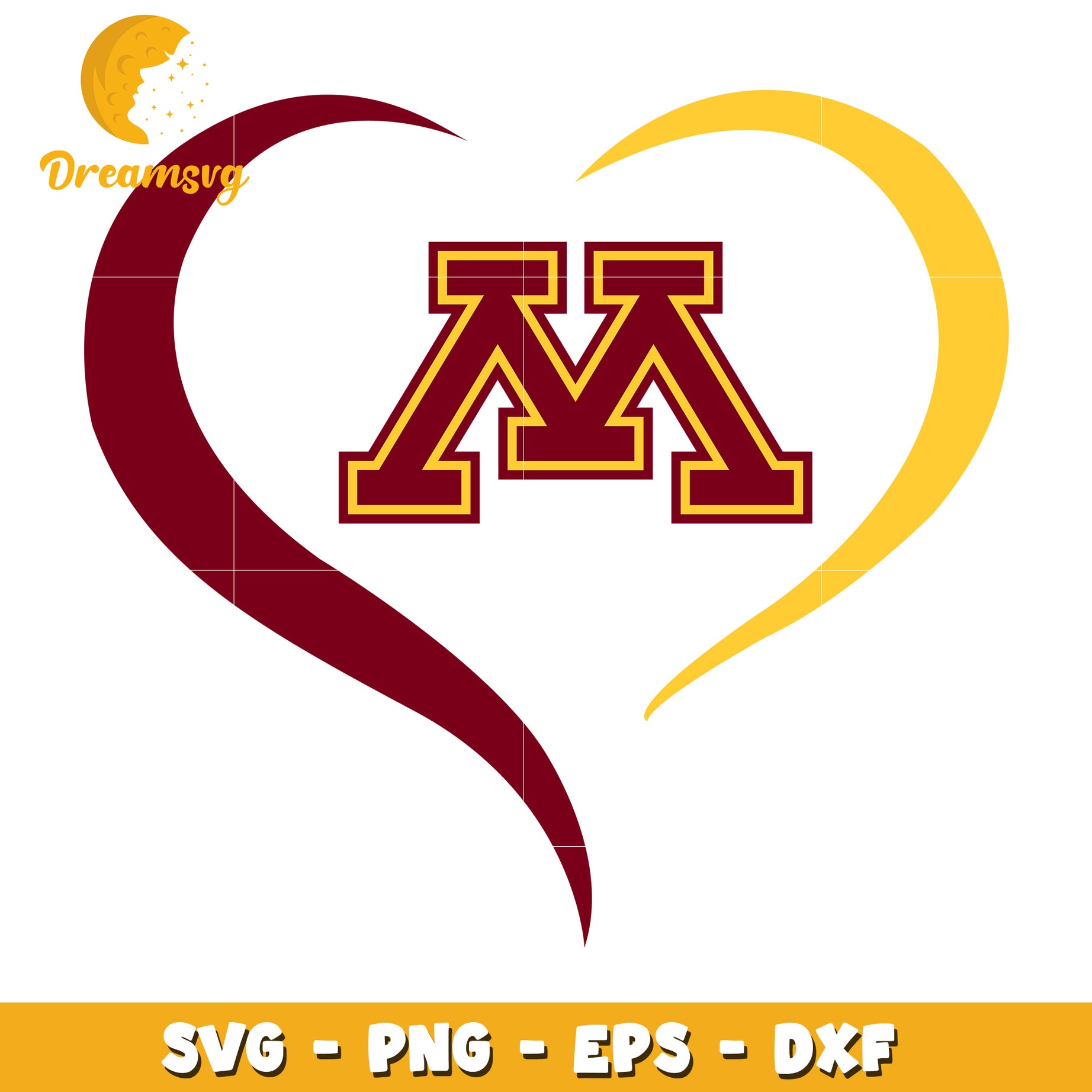 Minnesota Golden Gophers Heart SVG PNG EPS DXF