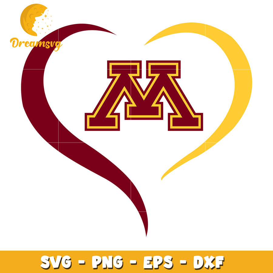 Minnesota Golden Gophers Heart SVG PNG EPS DXF