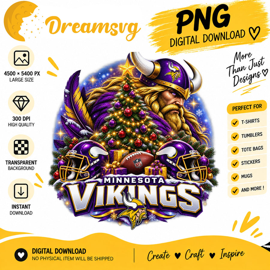 Minnesota Vikings Christmas PNG, Cute Craft Clipart Digital