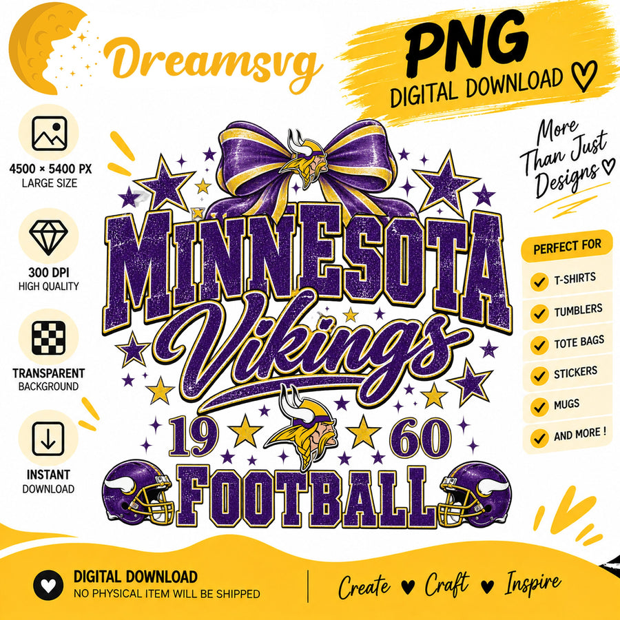 Minnesota Vikings Coquette Bow NFL Football 1960 PNG