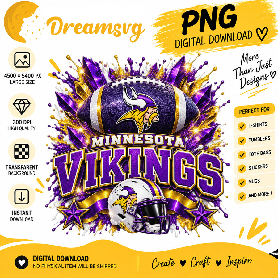 Minnesota Vikings NFL Football Helmet Crystal Splash PNG