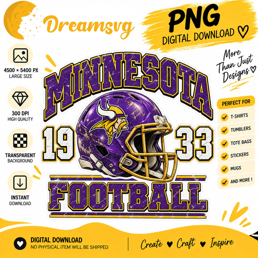 Minnesota Vikings Vintage Grunge Football Helmet 1933 PNG