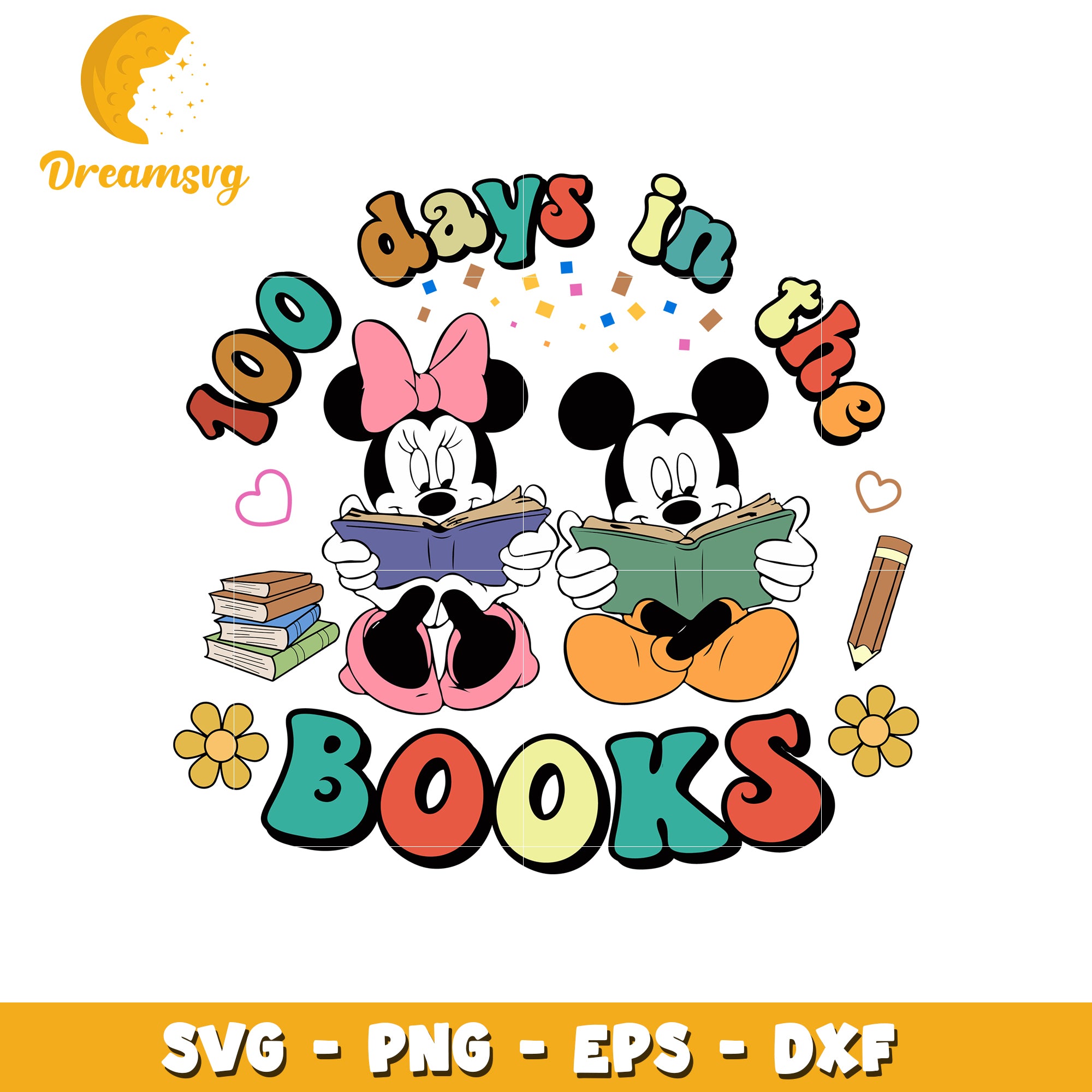 Minnie Mickey 100 Days Books SVG