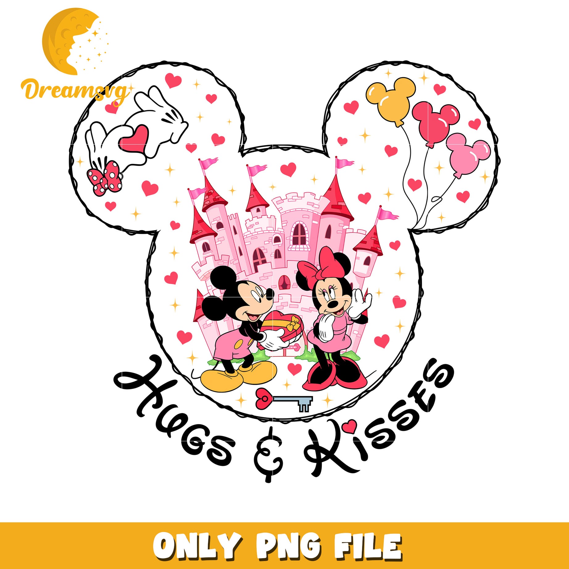 Minnie Mickey Castle Hugs Kisses PNG