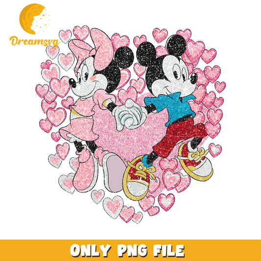 Minnie Mickey Glitter Heart PNG