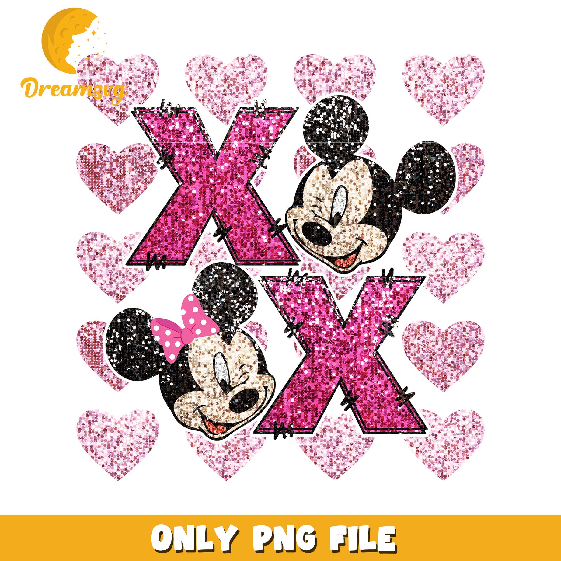 Minnie Mickey Glitter PNG Hearts