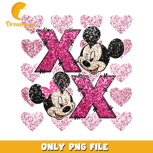 Minnie Mickey Glitter PNG Hearts