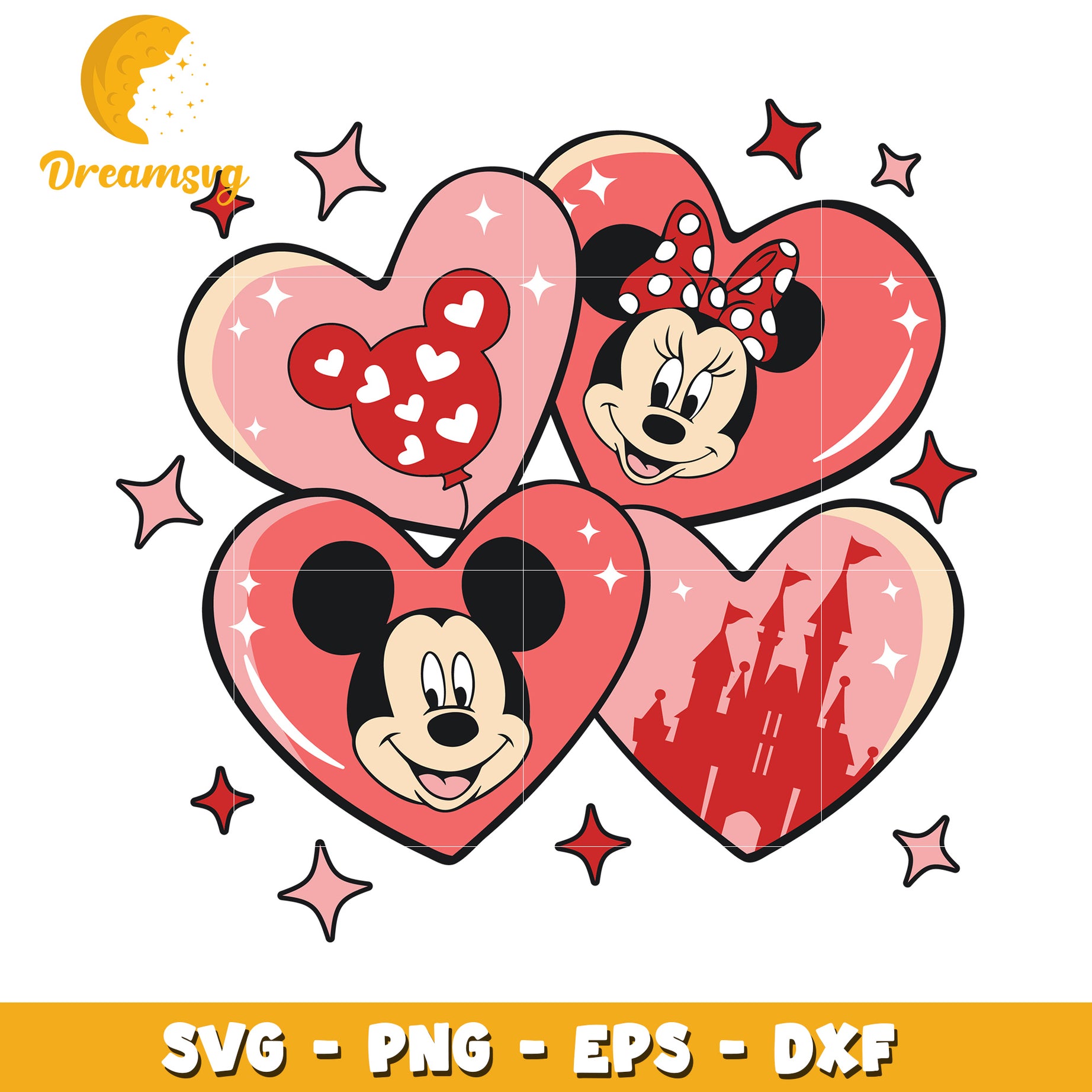 Minnie Mickey Hearts SVG PNG EPS DXF